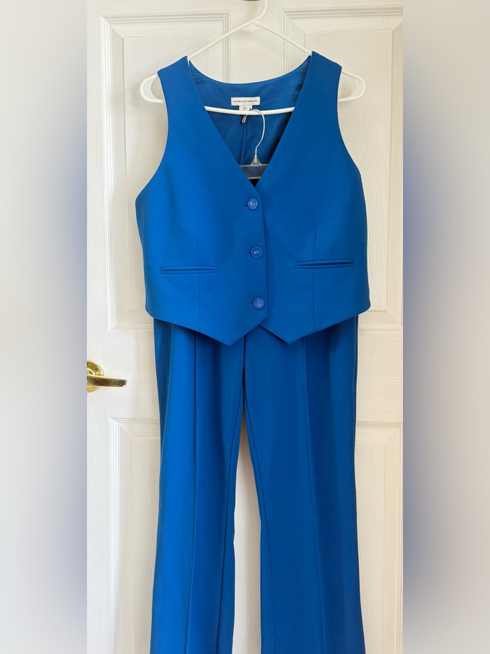 Cupcakes and Cashmere 2-Piece Royal Blue Crepe Size L Tailored Vest & Pants Suit